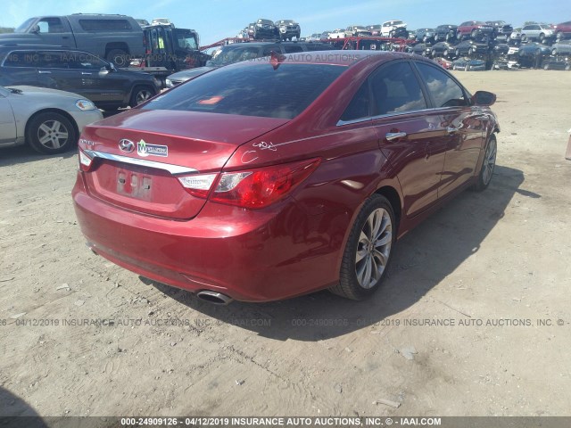 5NPEC4AC1BH090228 - 2011 HYUNDAI SONATA SE/LIMITED RED photo 4