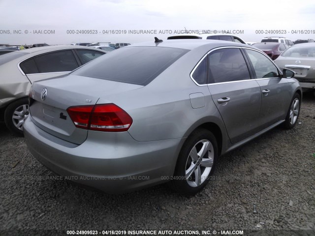 1VWBP7A30CC085847 - 2012 VOLKSWAGEN PASSAT SE GRAY photo 4