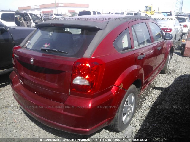 1B3HB28B77D240245 - 2007 DODGE CALIBER RED photo 4