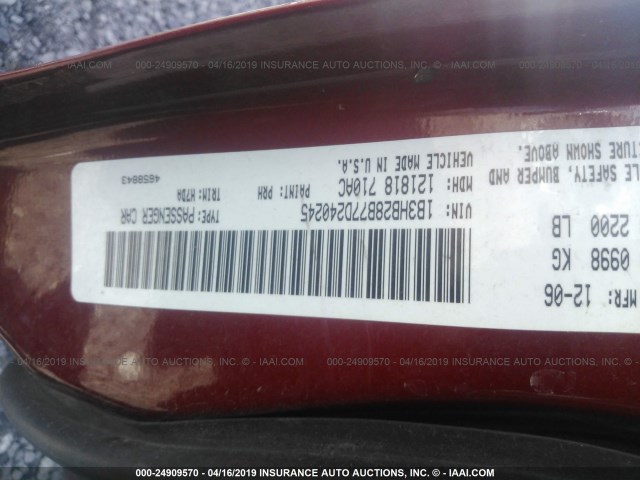 1B3HB28B77D240245 - 2007 DODGE CALIBER RED photo 9