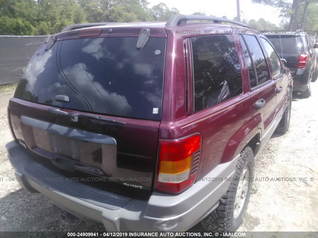 1J4GX38S72C219776 - 2002 JEEP GRAND CHEROKEE SPORT MAROON photo 4