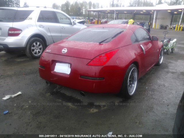 JN1BZ34D97M505151 - 2007 NISSAN 350Z COUPE RED photo 4