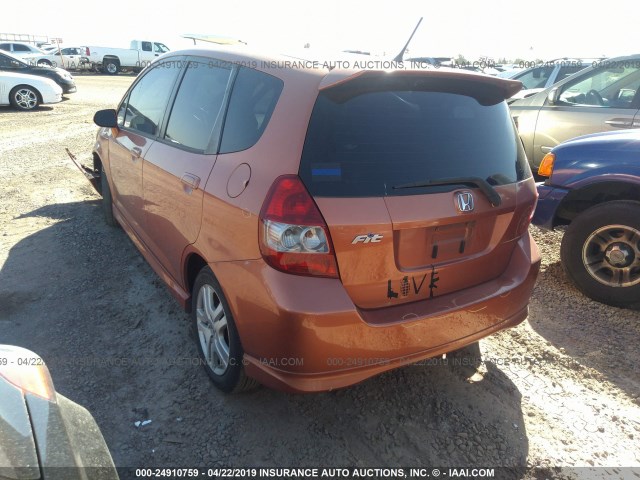 JHMGD38647S042245 - 2007 HONDA FIT S ORANGE photo 3