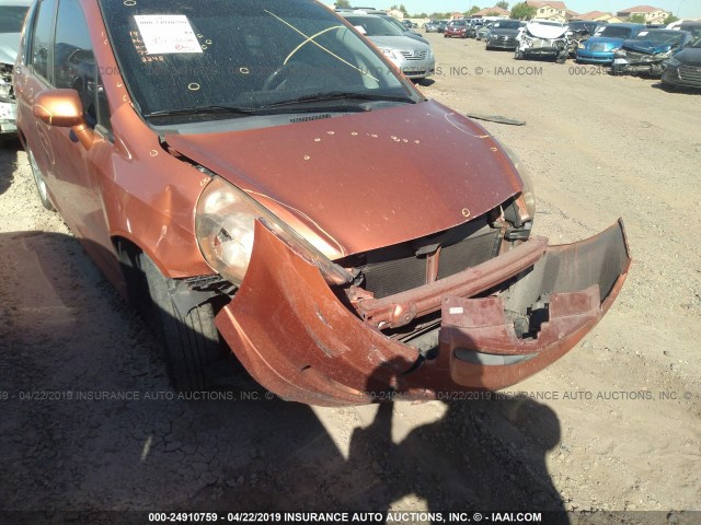 JHMGD38647S042245 - 2007 HONDA FIT S ORANGE photo 6