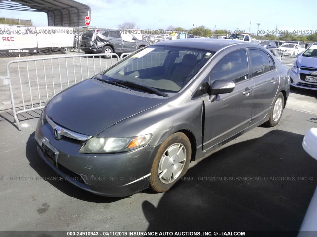 JHMFA36296S002312 - 2006 HONDA CIVIC HYBRID GRAY photo 2