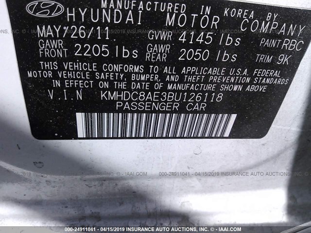 KMHDC8AE3BU126118 - 2011 HYUNDAI ELANTRA TOURING GLS/SE WHITE photo 9