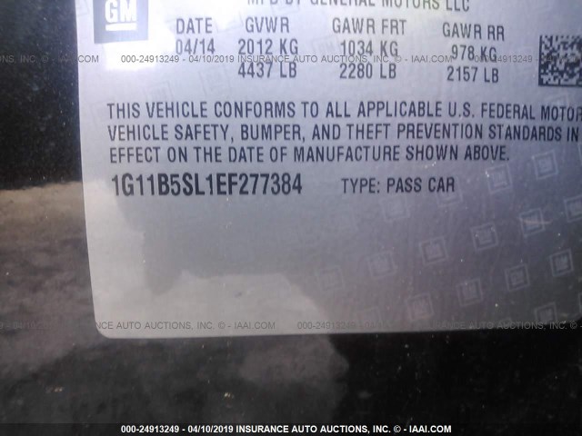 1G11B5SL1EF277384 - 2014 CHEVROLET MALIBU LS BLACK photo 9