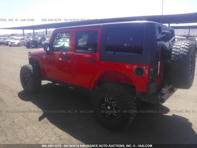 1C4BJWFG0DL660959 - 2013 JEEP WRANGLER UNLIMITE RUBICON RED photo 3