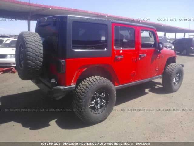 1C4BJWFG0DL660959 - 2013 JEEP WRANGLER UNLIMITE RUBICON RED photo 4