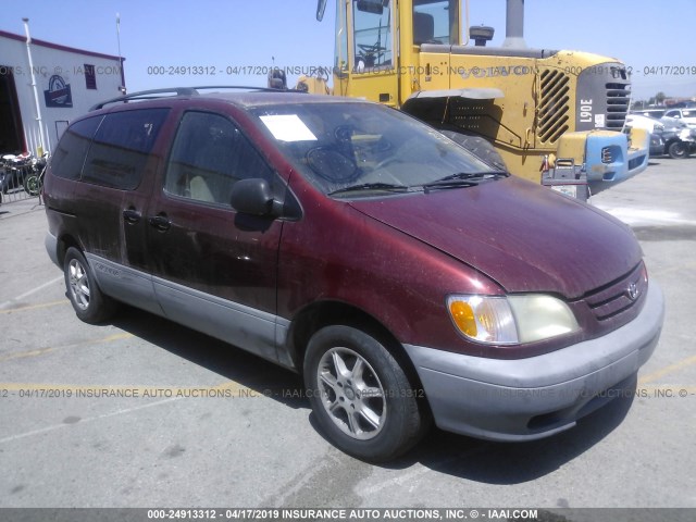 4T3ZF13C21U400611 - 2001 TOYOTA SIENNA LE/XLE MAROON photo 1