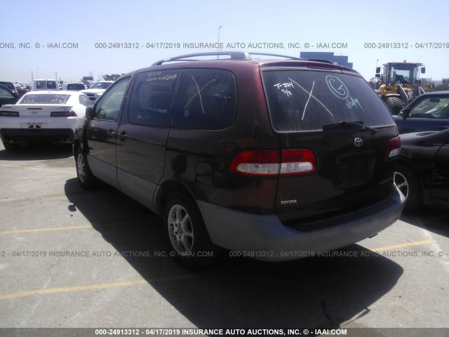 4T3ZF13C21U400611 - 2001 TOYOTA SIENNA LE/XLE MAROON photo 3