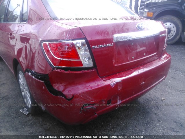 JF1GE61698H523431 - 2008 SUBARU IMPREZA 2.5I RED photo 6