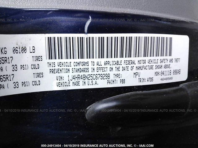 1J4HR48N25C679298 - 2005 JEEP GRAND CHEROKEE LAREDO/COLUMBIA/FREEDOM 蓝色 照片 9