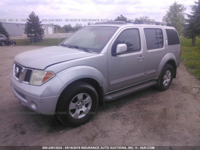 5N1AR18W56C662362 - 2006 NISSAN PATHFINDER LE/SE/XE SILVER photo 2