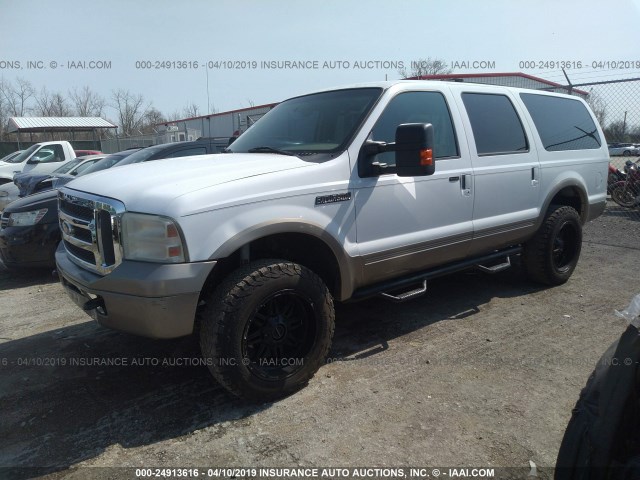 1FMSU45P55ED24206 - 2005 FORD EXCURSION EDDIE BAUER WHITE photo 2