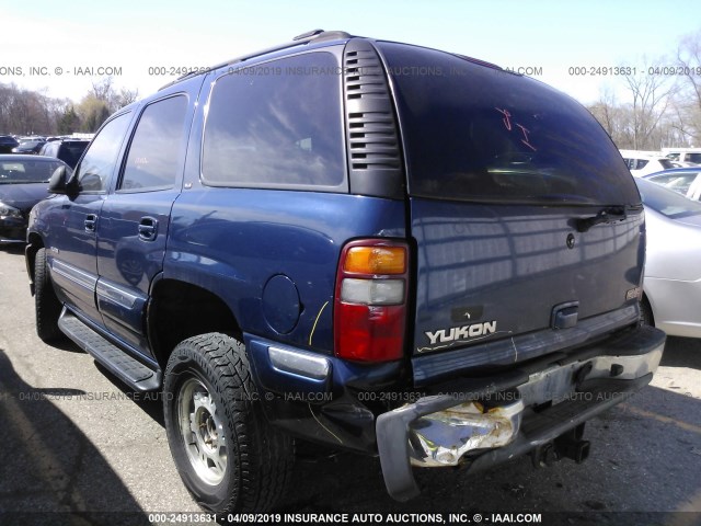 1GKEK13Z52J117137 - 2002 GMC YUKON BLUE photo 3