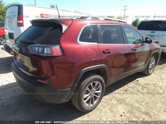 1C4PJLLB8KD184268 - 2019 JEEP CHEROKEE RED photo 4