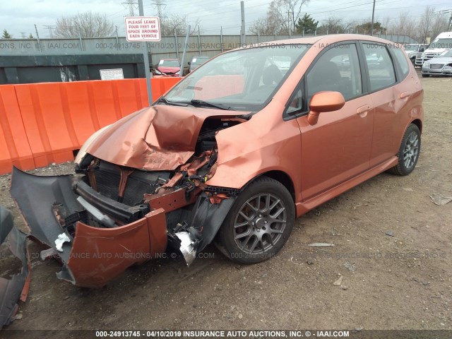 JHMGD38648S015399 - 2008 HONDA FIT SPORT ORANGE photo 2