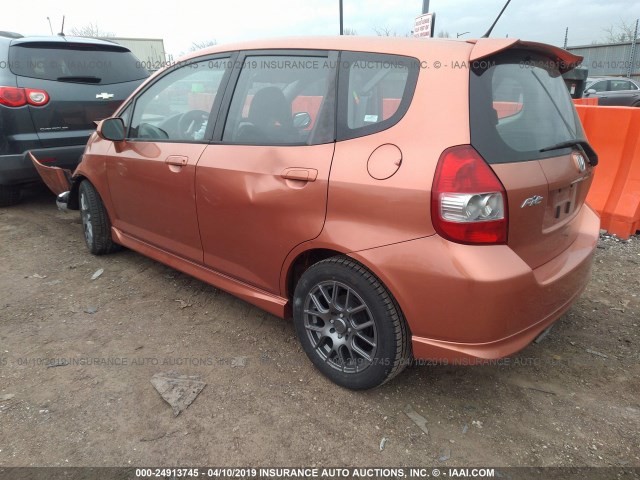 JHMGD38648S015399 - 2008 HONDA FIT SPORT ORANGE photo 3