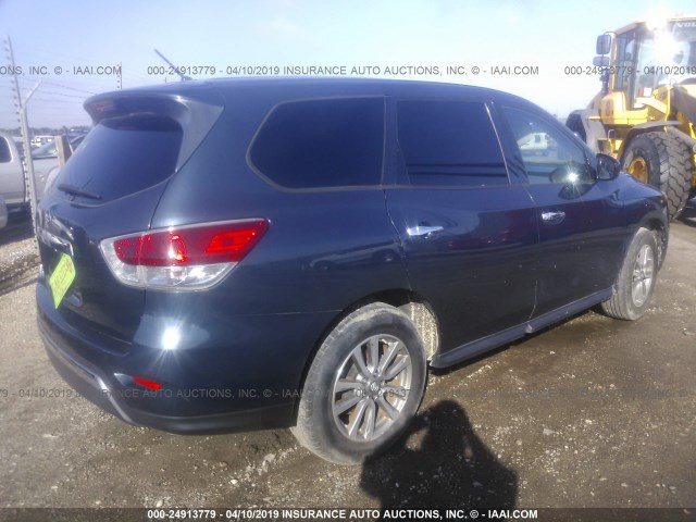 5N1AR2MNXEC668157 - 2014 NISSAN PATHFINDER S/SV/SL/PLATINUM BLUE photo 4