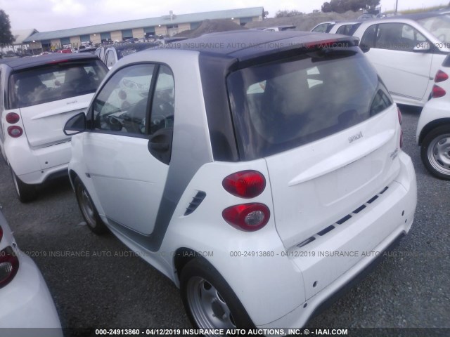 WMEEJ9AA8FK826351 - 2015 SMART FORTWO ELECTRIC WHITE photo 3