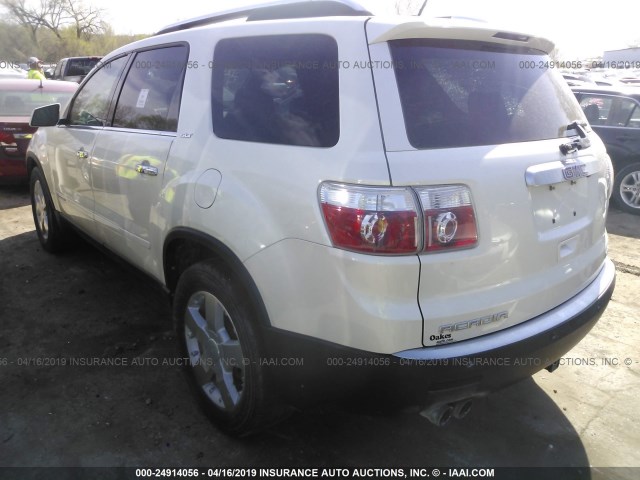 1GKEV33788J241249 - 2008 GMC ACADIA SLT-2 WHITE photo 3