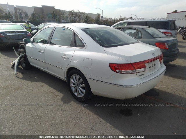 KMHFC46F77A172434 - 2007 HYUNDAI AZERA SE/LIMITED WHITE photo 3