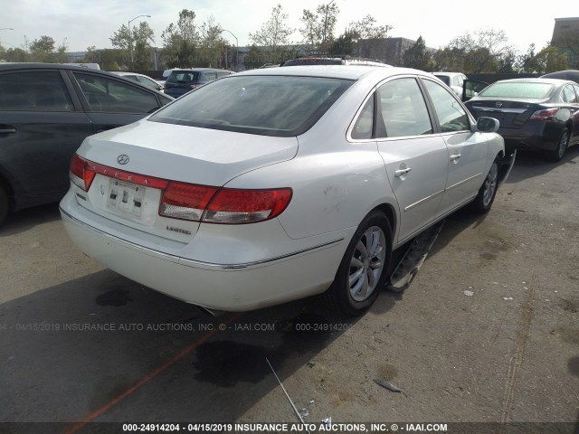 KMHFC46F77A172434 - 2007 HYUNDAI AZERA SE/LIMITED WHITE photo 4