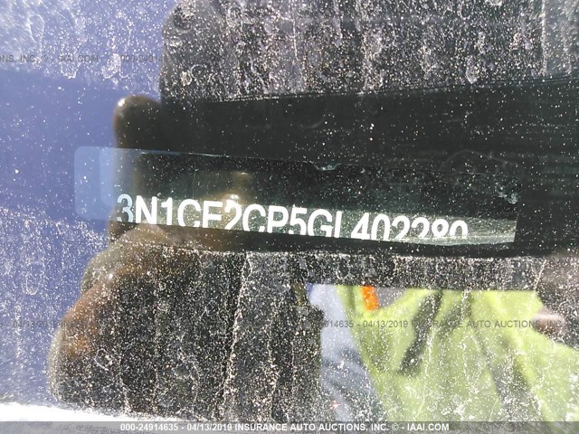 3N1CE2CP5GL402289 - 2016 NISSAN VERSA NOTE S/S PLUS/SV/SL/SR BLACK photo 9