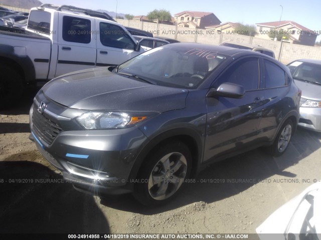 3CZRU5H36GM730360 - 2016 HONDA HR-V LX GRAY photo 2