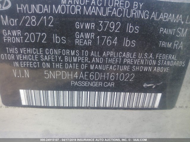 5NPDH4AE6DH161022 - 2013 HYUNDAI ELANTRA GLS/LIMITED SILVER photo 9