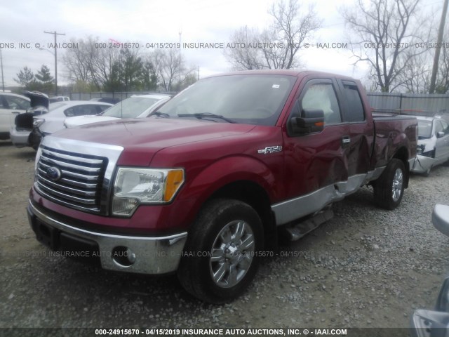 1FTFX1CV1AFD24110 - 2010 FORD F150 SUPER CAB RED photo 2