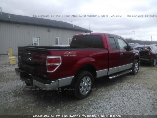 1FTFX1CV1AFD24110 - 2010 FORD F150 SUPER CAB RED photo 4