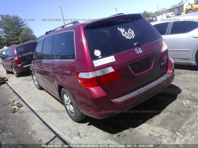 5FNRL38625B070200 - 2005 HONDA ODYSSEY EXL MAROON photo 3