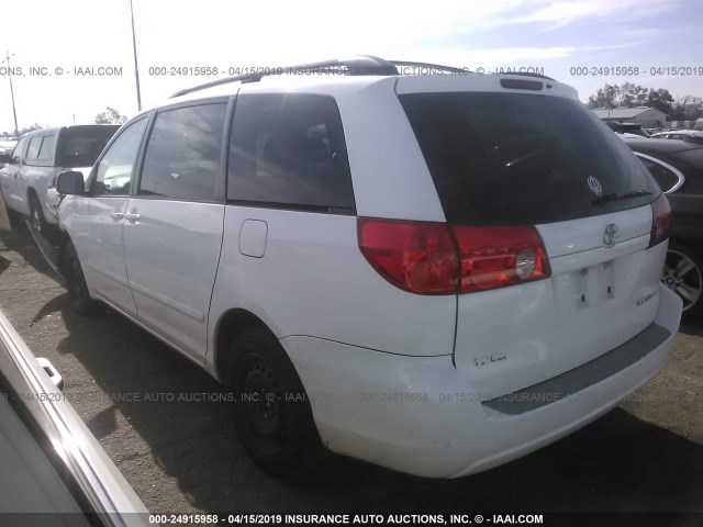 5TDZK23C67S018383 - 2007 TOYOTA SIENNA CE/LE WHITE photo 3