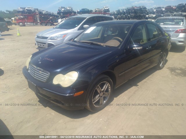 WDBRF61J62F274463 - 2002 MERCEDES-BENZ C 240 BLUE photo 2