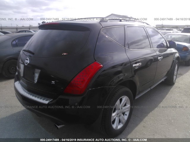 JN8AZ08T27W519197 - 2007 NISSAN MURANO SL/SE/S BLACK photo 4