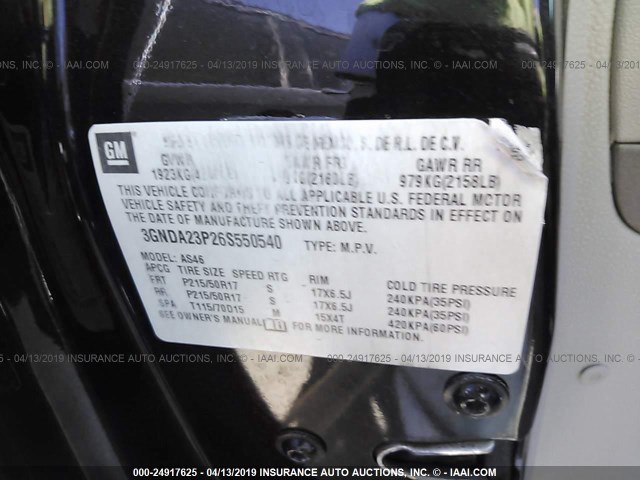 3GNDA23P26S550540 - 2006 CHEVROLET HHR LT BLACK photo 9