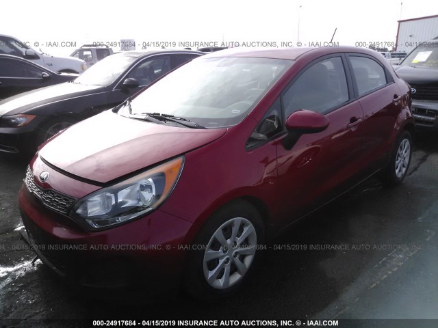 KNADM5A35E6409060 - 2014 KIA RIO LX RED photo 2