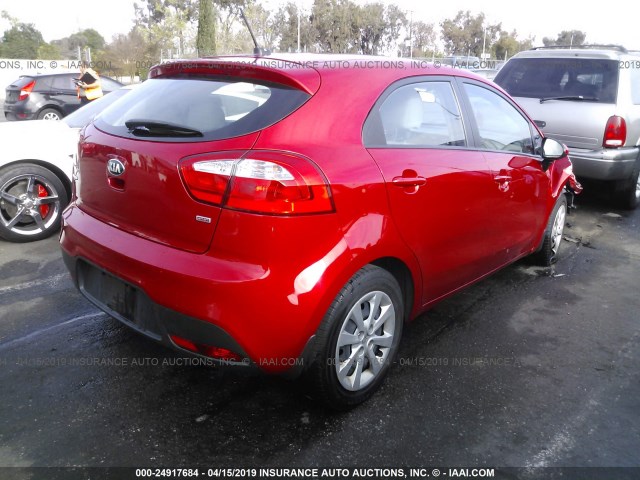 KNADM5A35E6409060 - 2014 KIA RIO LX RED photo 4