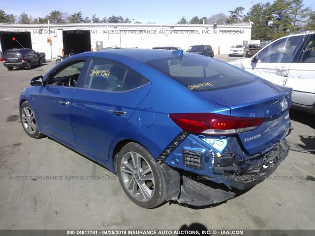 KMHD84LF6HU189867 - 2017 HYUNDAI ELANTRA SE/VALUE/LIMITED BLUE photo 3