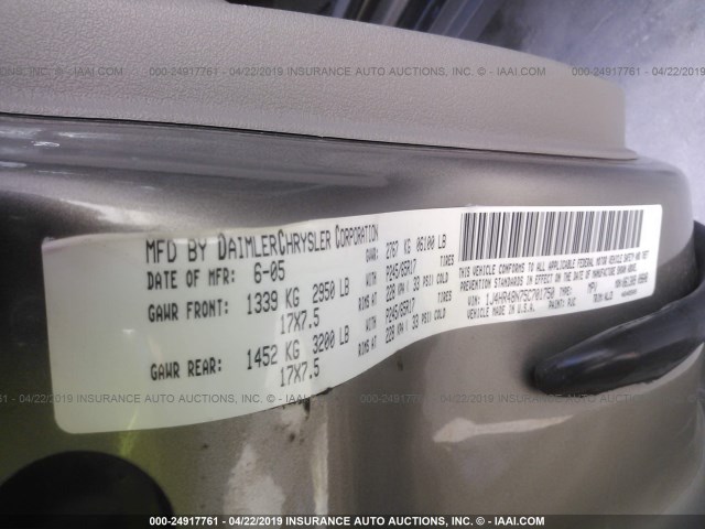 1J4HR48N75C701750 - 2005 JEEP GRAND CHEROKEE LAREDO/COLUMBIA/FREEDOM 金色 照片 9