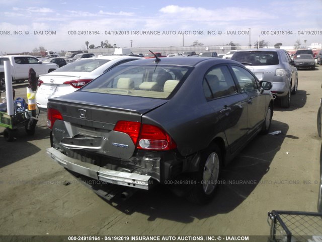 JHMFA36287S017482 - 2007 HONDA CIVIC HYBRID GOLD photo 4