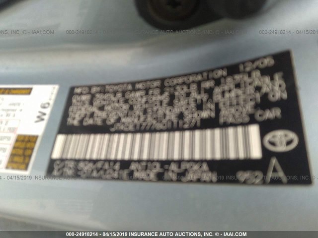 JTKDE177760111271 - 2006 TOYOTA SCION TC ღია ლურჯი ფოტო 9