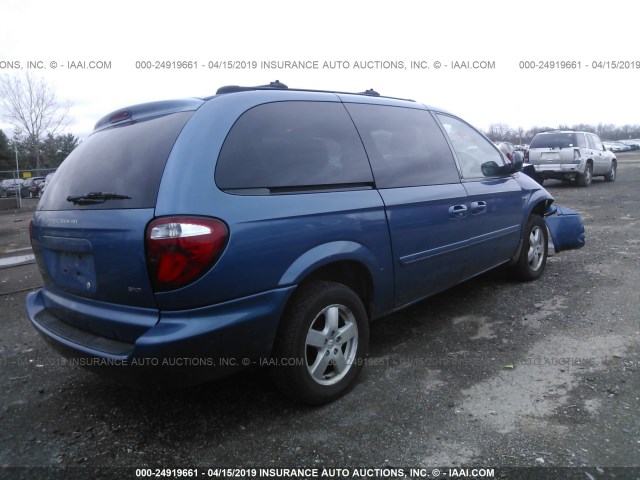 2D4GP44L76R715462 - 2006 DODGE GRAND CARAVAN SXT BLUE photo 4