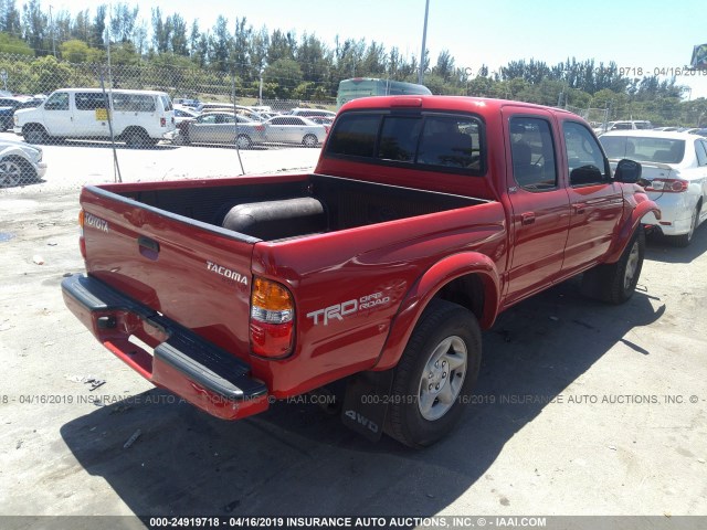 5TEHN72N81Z838428 - 2001 TOYOTA TACOMA DOUBLE CAB 红色 照片 4