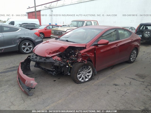 KMHDH4AE1CU249668 - 2012 HYUNDAI ELANTRA GLS/LIMITED RED photo 2