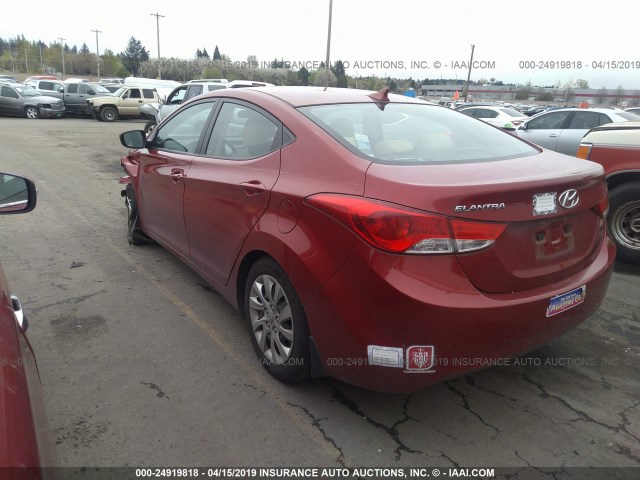 KMHDH4AE1CU249668 - 2012 HYUNDAI ELANTRA GLS/LIMITED RED photo 3