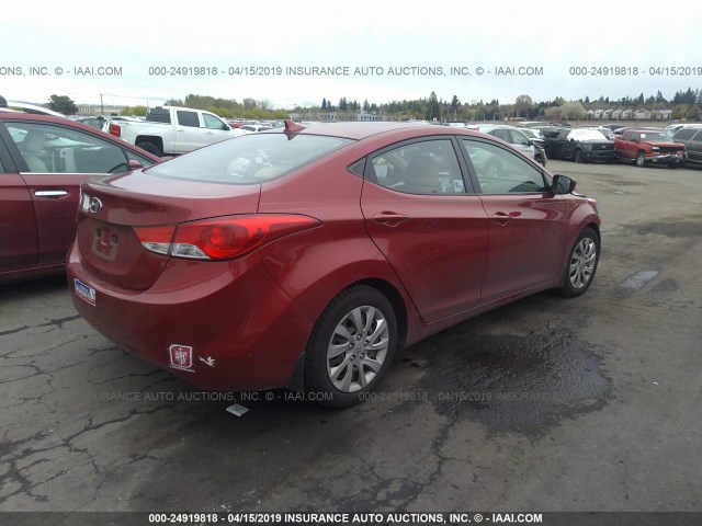 KMHDH4AE1CU249668 - 2012 HYUNDAI ELANTRA GLS/LIMITED RED photo 4