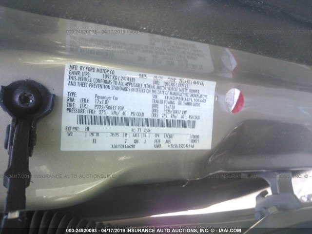 1FADP5BU4FL106443 - 2015 FORD C-MAX SEL TAN photo 9